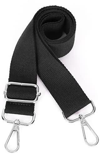 Moorle Sangle large pour sacs à bandoulière, bandoulière réglable pour sacs, bandoulière de sac en toile noire de 3,8 cm de large, bandoulière pour sac à main en toile, bandoulières de sac à changer