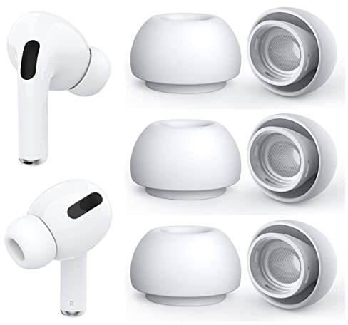 Wiki VALLEY 3 Paar Ersatz-Ohrstöpsel für Airpods Pro und Pro 2 mit Loch zur Geräuschreduzierung, Silikon Ohrpolster, Kompatibel mit Airpods Pro2 Ohrhörer, passend für die Ladehülle (Klein) - Weiß