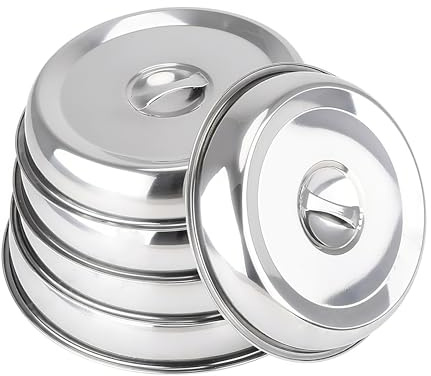 5PCS Couvre Plat, Cloche Inox Plancha, Acier Inoxydable Couvre Assiette (Size : 28 * 5cm)