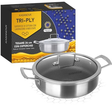 Vaso a tre strati da 24 cm con coperchio a 3 strati, rigido