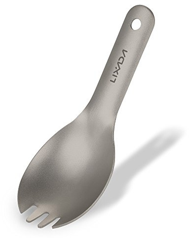 HUIOP spoon, Short Handle Titanium Spork Ultralight Children Baby Spork Outdoor Camping Picnic Flatware