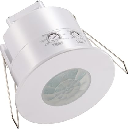 UKEW Recessed Mounted Pir Sensor - Indoor/Outdoor IP65 Ceiling Mount Infrared Security 360 Motion Detector Switch Waterproof Detection for Bathroom - White