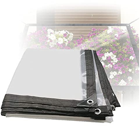 KAYEF Wetterfeste transparente Plane 2x2m 3x3m 4x4m 5x6m, transparente wasserdichte Plane Transparente Plane mit Ösen Möbel-Wohnwagen-Abdeckfolie PE für Outdoor, Terrasse, Regen oder Sonne