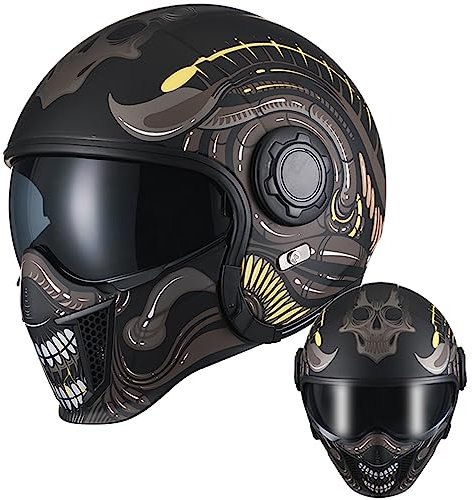 WYXAXNM Retro Motorradhelm Jethelm Motorrad-Halbhelm DOT/ECE Zulassung Motorrad-Sturzhelm Mit Sonnenblende Vespa Harley Jethelm Für Jugendliche Männer Frauen,Multi-Colored-XL
