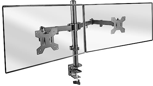 Mars Gaming MARM2 Negro, Soporte de Monitor Dual de Brazo para Pantallas hasta 27”, Articulado y Regulable en Altura, Estructura Robusta, Compatible con VESA75 y VESA100