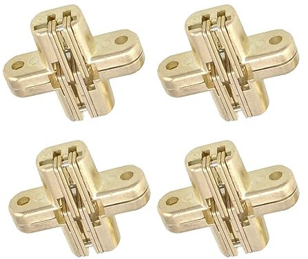 SQXBK 4 cerniere nascoste a croce nascosta, 41 x 36 mm, modello ultra sottile, cerniera nascosta, pieghevole, per porte di mobili da cucina, senza cornice