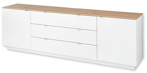 CORE TV-Sideboard in Weiß, Artisan Eiche Optik - Moderner Fernsehschrank mit Schubladen und viel Stauraum - 240 x 77 x 44 cm (B/H/T)