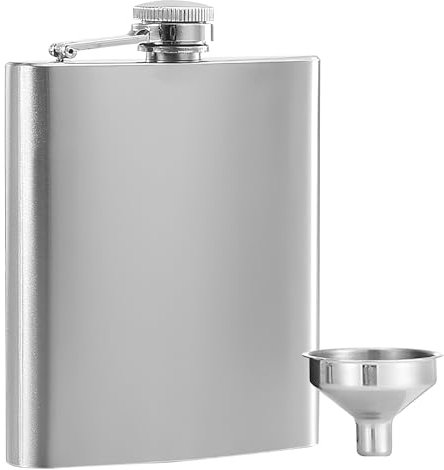 APOMOONS Flachmann Edelstahl 304 8 Oz und Trichter Set, Auslaufsicher Flachmann zum Tragen von Alkohol, Edelstahl für Männer und Frauen (Silber)