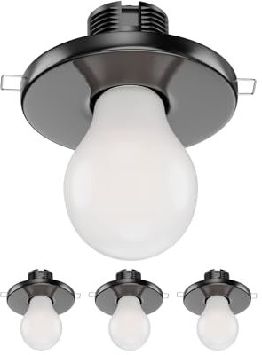 ledscom.de 4 Stück Porzellan Decken-Einbauleuchte TELA, schwarz, inkl. E27 Lampe, Energieeffizienzklasse A, gefrostet, (warmweiß, 4 W, 935lm)