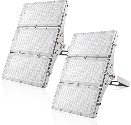 wowspeed Focos LED Exterior 300W - Super Luminoso 30000LM Foco Exterior 6500K Blanco Frío Focos LED, IP66 Impermeable Proyector LED Exterior para Jardín, Taller, Garaje, Parking, 2 Piezas