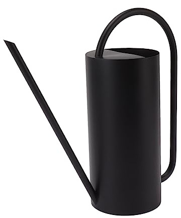 Gießkanne für Zimmerpflanzen, Edelstahl, farbige Gießkanne für den Innenbereich, Metall, 1500 ml, große Kapazität, Gießkessel für Schreibtisch, Büro, Pflanzen (schwarz)