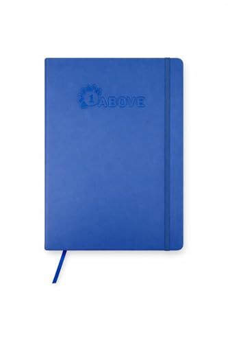 A5 Blue Soft-Touch Hardback Lined Notebook, 160 Pages | 80gsm lined paper with 80 sheets, elastic closure, ribbon marker and handy paper pocket.