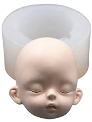 Maxtonser Molde de silicona 3D hecho a mano con cabeza de muñeca y cara de bebé, para jabón, arcilla, fondant, chocolate, galletas, azúcar, manualidades