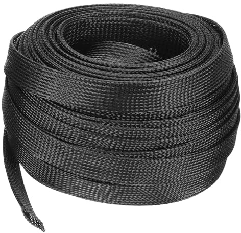 UXCell 1 Inch Expandable Braided Cable Sleeve - 100ft PET Black for TV/Computer/Home Theater/Other Home Devices