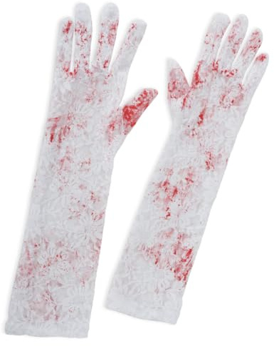 Fries Blutige Eleganz: Netzhandschuhe mit Blutflecken für Halloween und Events