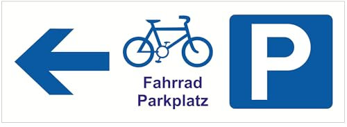 Indigos UG - Schild Fahrrad Parkplatz - 148x52 - Hotel, Firma, Schutz, KITA, Arzt, Praxis - Sicherheit - Warnung - Aluverbundplatte 3mm, Wohnung - Hinweisschild - Warnschild