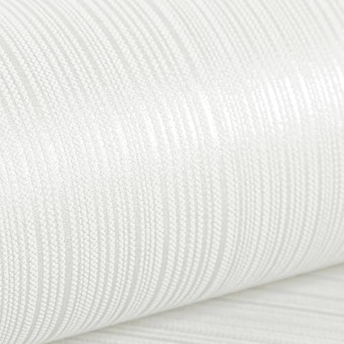 Mix Plain Stripe Textured Thick Wallpaper 3D Embossed Modern Minimalist Wallpaper Roll Striped Flocking Wallcoverings Vertical Stripes Wallpapers for Bedroom Living Room Lounge Hall Slightly White