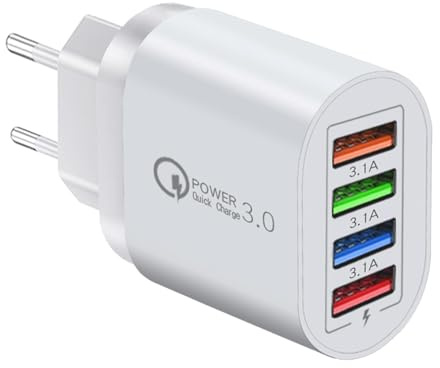 Presa di ricarica rapida USB C 40 W – caricatore -USB 4 porte | adattatore di alimentazione PD a doppia porta britannica + presa a muro QC, presa di ricarica multiporta di tipo C per casa o ufficio