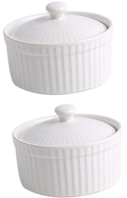 Cabilock Lot De 2 Bols à Dessert Ronds En Céramique Blanche, Bols à Pudding Résistants à La Chaleur, Adaptés Cuisson Au Four, Pour Maison, Restaurant Et Pâtisserie