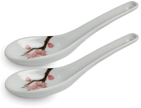 ASIATICA-Sakura Porzellan-Reiss- und Suppenlöffel-Kirschblüte (2er Set grey) löffel Asien 14,5 cm