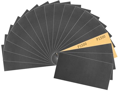 Sruhrak 93x230mm Papel de Lija Resistente al Agua, 30 Piezas de Lija para Uso en Húmedo y en Seco, Grano 1500, para Trabajar la Madera, Desincrustar Metales y Preparar Superficies.