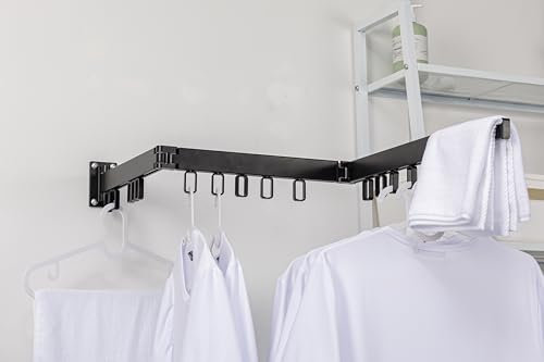 AVOID Étendoir Mural Pliable - Organisateur Pliable pour Vêtements et Serviettes - Étendoir Mur 126cm Noir (Triple Fold - Noir)