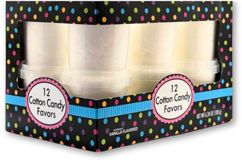 ALBERT'S Cotton Candy – 12 Pack – White Fluffy Sweet Treat – Resealable Tubs – Perfect for Parties & Events (Vanilla)