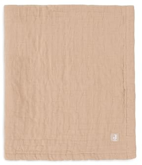 Jollein Babydecke Muslin Jacquard - Biscuit - 75x100cm - 100% Baumwolle - Für Babywiege - 0.5 TOG - GOTS Zertifiziert - Jacquardmuster