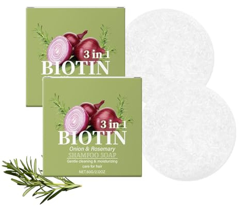 Zwiebel Rosemarin Shampoo Bar, Onion Rosemary Haarseife, Duschseife für alle Hauttypen, Tiefenreinigung und Hydratisierung (2 pc, 1)