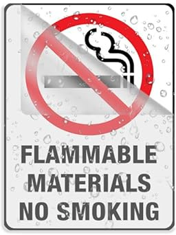 Acrylic Sign for Wall Flammable Materials No Smoking Sign Long Lasting with Double Sided Tape in The Back - 8 X 6Inch