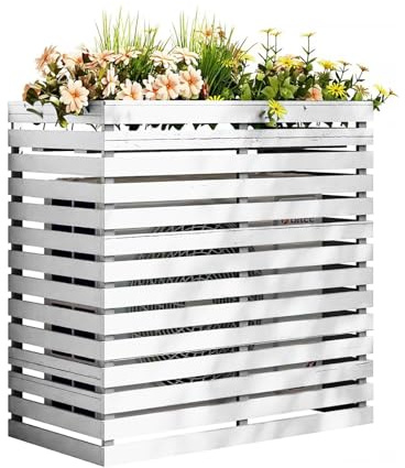Housse en bois rustique pour climatiseur – Brise-vue extérieur et cadre de jardinière pour cacher l'unité de climatisation