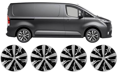 Darfox 16 Inch Wheel Trims Set of 4 – Fits Vauxhall Vivaro (2019 - onwards), Citroen Dispatch, Peugeot Expert – Hubcaps for Steel Wheels – ABS with Metal Ring (Mksb) (absb)