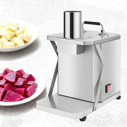 QianCruxtacy Macchina Commerciale per Tagliare a Cubetti Frutta e Verdura in Acciaio Inox,Motore in Rame Puro da 200 W,con Base Antiscivolo,per Frutta e Verdura per Cipolle,Carote,Cetrioli,Patate