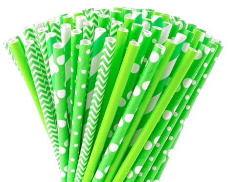 100 Stück Einweg Trinkhalme aus Papier,Valentinstag Strohhalme,Biologisch Abbaubar Einweg Papierstrohhalme Geeignet für Sommerpartys,Karneval,Hochzeit,St. Patrick (St.Patrick)