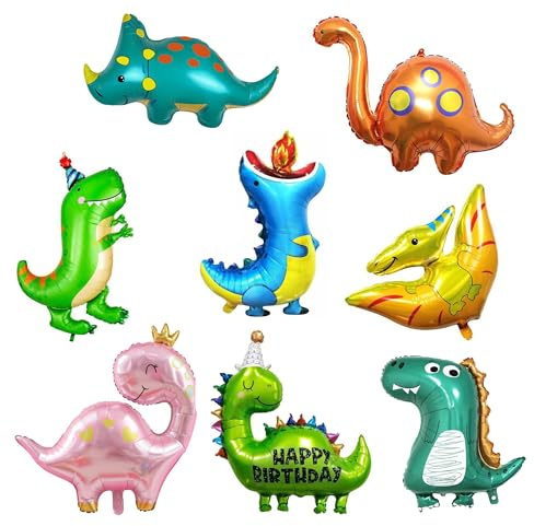 8 Stück dino luftballon, Dinosaurier Folienballon, Gross dino ballon, Dschungel Themen Deko für dino luftballons geburtstag 4