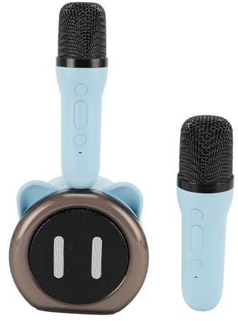 Ausla Tragbare Karaoke-Maschine, Drahtloser BT 5.3 Karaoke-2-Mikrofon-Lautsprecher mit LED-Lichteffekten, 6 Lustige Magische Stimmveränderung