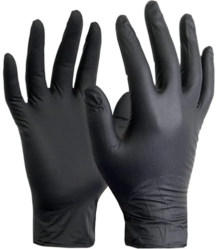 Générique 100 gants jetables en nitrile noir - Sans poudre - for l'industrie alimentaire, la coiffure et la mécanique(XXL)