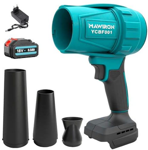 Akku-Handblasgerät, leistungsstarkes tragbares Sturmblasgerät mit 3 Düsen, ideal zum Laubblasen im Garten, zur Autopflege und zum Entstauben in der Werkstatt