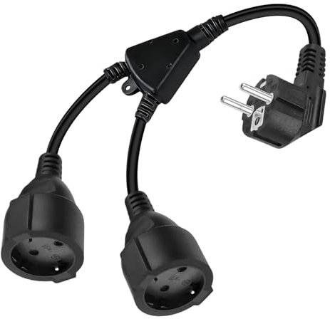 Doppelstecker für Steckdose, Verlängerungskabel 16A 250V maximal 3680W PVC Mehrfachsteckdose,2-Fach Steckdosen, Für Zuhause Küche, Büro Wohnungen oder Baustellen (Schwarz)