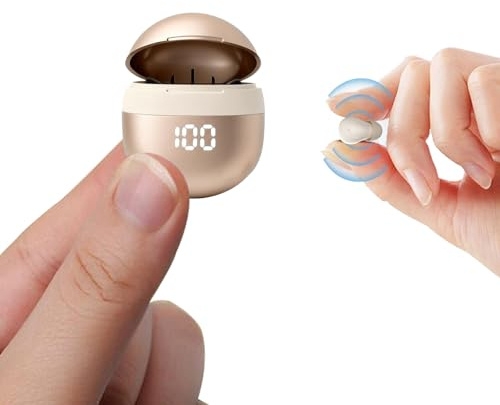 Mini auriculares intraurales inalámbricos, invisibles, Bluetooth, pequeños auriculares ocultos para trabajo, auriculares pequeños con micrófono de cancelación de ruido, cómodos de llevar para hombres