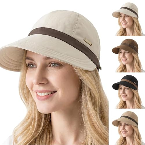 Generisch Sonnenhut Damen UV Schutz Sommer Sonnenhut mit Breiter Krempe UV-Schutz Basecap für Pferdeschwanz Atmungsaktiv wasserdichte Schirmmütze für Outdoor Strand Golf Reisen