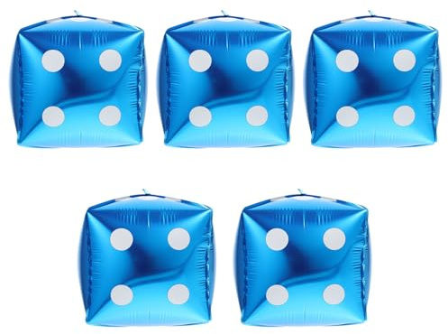 Artibetter 5 Piezas Globos Autosegellante y Resistente Forma de Dado y Cubo de Aluminio Material Aluminio para Decoración de Fiestas Temáticas para Ambiente Festivo