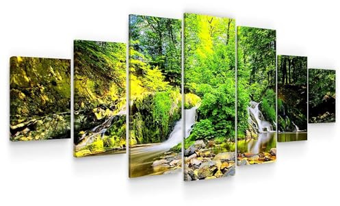 Startonight Leinwandbilder Großformatige Kunst Grüner Wald, Doppelansicht Modernes Dekor Gerahmte Kunstwerk 100% Ursprünglich Fertig zum Aufhängen XXL 7 teile 100 x 240 CM