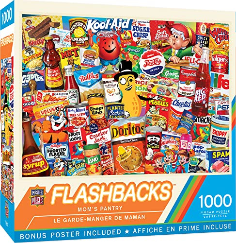 MasterPieces Puzzles 1000 Pieces Mom’s Pantry Collage Jigsaw, Vintage Kitchen Artwork, Jigsaw Puzzles 1000 Pieces, Random Cut, Non Glare Matte Finish, Bonus Poster, Recycled Board, Giftable Display