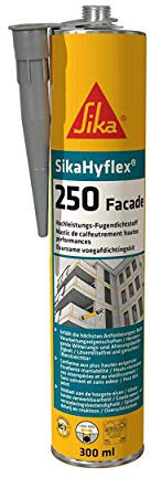 SIKA - Mastic polyuréthane élastique Haute performance spécial joint de façade - SikaHyflex-250 Facade i-Cure Gris - Résiste aux intempéries - Adhère sans primaire - Cartouche 300ml