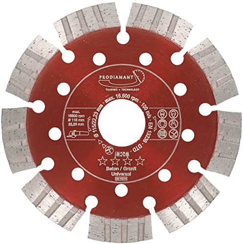 PRODIAMANT Turbo Diamant-Trennscheibe Beton Mauerwerk 115mm x 22,23 mm Segmenthöhe 12mm