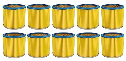 vhbw 10 x Round Filters / Lamellar Filters Compatible with Aqua Vac Gusty 30/50, Super 22, Industrial 30, Industrial 35, Industrial 50, NTP 20, NTP 30 Vacuum Cleaner