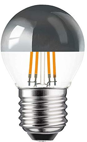 Retrofit Nostalgie - Espejo de cabeza con filamento LED, E27, luz blanca cálida, 4 W, 2700 K, color plateado., 1 unidad, E27