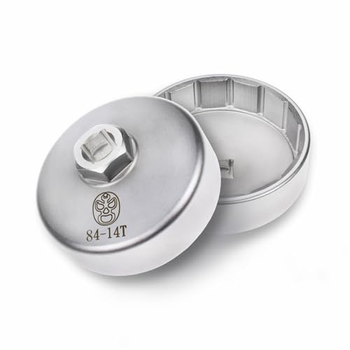 MACHOMAN Ölfilterschlüssel MACHO 84 mm 14 Kanten für Ölwechsel | Geschmiedete Aluminiumkappe, 1/2 Vierkant, 24 mm Sechskant, Wartung in der Autowerkstatt