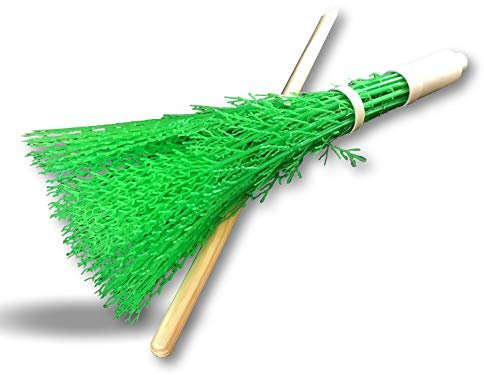 Balai bouleau synthétique balayage de rue | Lot de 3 | Type balai sorcière | Avec manche bois 1,40 m section 28 mm | Ménage extérieur allées jardins pelouses feuilles brindilles | Kibros 8BOULMx3
